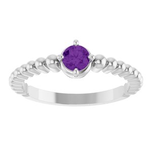 Sterling Silver Natural Amethyst Graduated Bead Ring – image 3