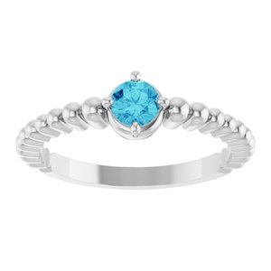 14K White Gold Natural Zircon Graduated Bead Ring – image 3
