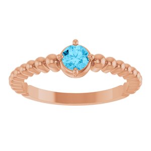 14K Rose Gold Natural Aquamarine Graduated Bead Ring – image 3