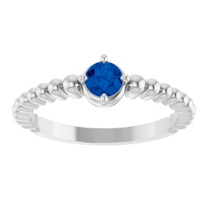 Platinum Lab-Grown Blue Sapphire Graduated Bead Ring – image 3