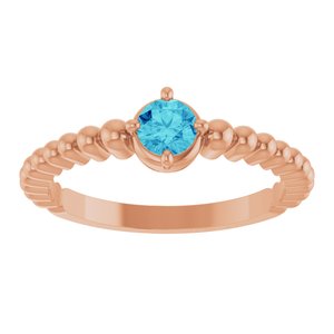 14K Rose Gold Natural Zircon Graduated Bead Ring – image 3