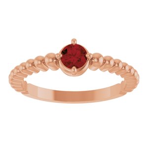14K Rose Gold Natural Mozambique Garnet Graduated Bead Ring – image 3