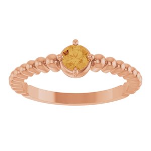 14K Rose Gold Natural Citrine Graduated Bead Ring – image 3
