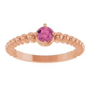 14K Rose Gold Natural Pink Tourmaline Graduated Bead Ring – image 3