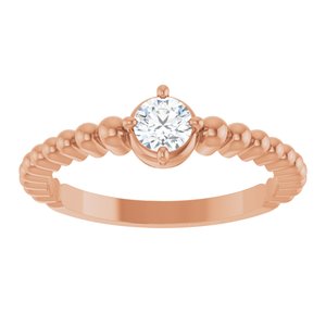 14K Rose Gold 4 mm Round Graduated Bead Ring Mounting – image 5