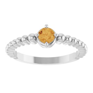 14K White Gold Natural Citrine Graduated Bead Ring – image 3