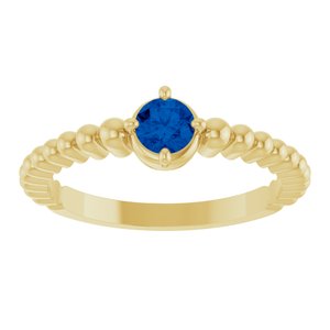 14K Yellow Gold Lab-Grown Blue Sapphire Graduated Bead Ring – image 3