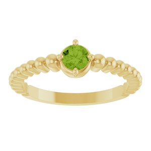 14K Yellow Gold Natural Peridot Graduated Bead Ring – image 3