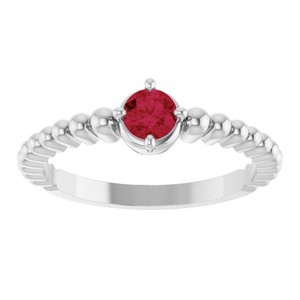 Sterling Silver Lab-Grown Ruby Graduated Bead Ring – image 3