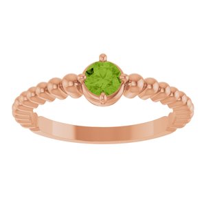 14K Rose Gold Natural Peridot Graduated Bead Ring – image 3