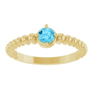 14K Yellow Gold Natural Aquamarine Graduated Bead Ring – image 3
