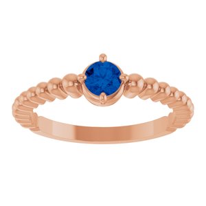 14K Rose Gold Natural Blue Sapphire Graduated Bead Ring – image 3