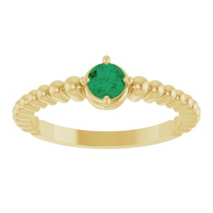 14K Yellow Gold Natural Emerald Graduated Bead Ring – image 3
