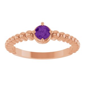 14K Rose Gold Natural Amethyst Graduated Bead Ring – image 3