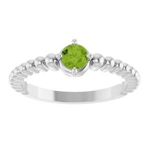Sterling Silver Natural Peridot Graduated Bead Ring – image 3