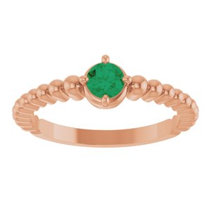 14K Rose Gold Natural Emerald Graduated Bead Ring – image 3