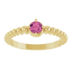 14K Yellow Gold Natural Pink Tourmaline Graduated Bead Ring – image 3