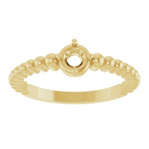 10K Yellow Gold 4 mm Round Graduated Bead Ring Mounting – image 6