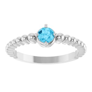 Sterling Silver Natural Aquamarine Graduated Bead Ring – image 3
