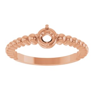 14K Rose Gold 4 mm Round Graduated Bead Ring Mounting – image 6