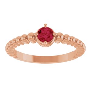 14K Rose Gold Lab-Grown Ruby Graduated Bead Ring – image 3