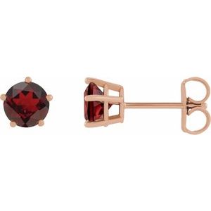14K Rose Gold Natural Mozambique Garnet Stud Earrings