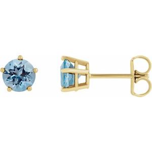 14K Yellow Gold Natural Aquamarine Stud Earrings