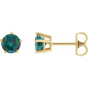 14K Yellow Gold Lab-Grown Alexandrite Stud Earrings
