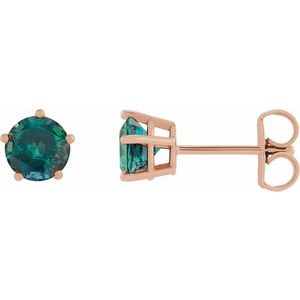 14K Rose Gold Lab-Grown Alexandrite Stud Earrings