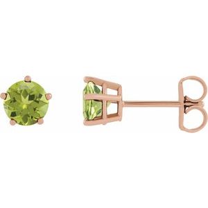 14K Rose Gold Natural Peridot Stud Earrings