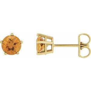 14K Yellow Gold Natural Citrine Stud Earrings