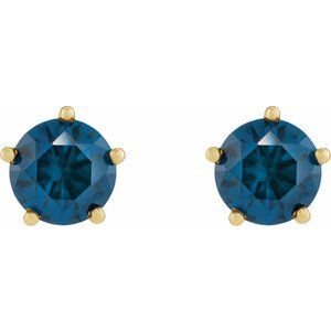 14K Yellow Gold Natural London Blue Topaz Stud Earrings – image 2