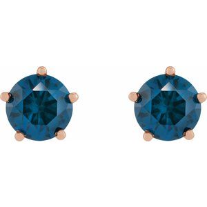 14K Rose Gold Natural London Blue Topaz Stud Earrings – image 2