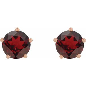14K Rose Gold Natural Mozambique Garnet Stud Earrings – image 2
