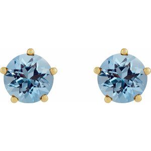 14K Yellow Gold Natural Aquamarine Stud Earrings