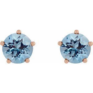 14K Rose Gold Natural Aquamarine Stud Earrings – image 2