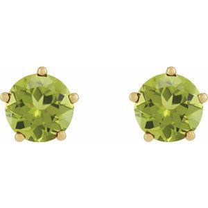 14K Yellow Gold Natural Peridot Stud Earrings – image 2