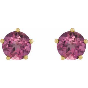 14K Yellow Gold Natural Pink Tourmaline Stud Earrings – image 2