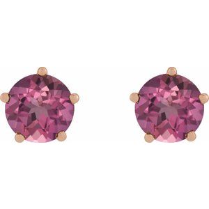 14K Rose Gold Natural Pink Tourmaline Stud Earrings – image 2