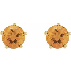 14K Yellow Gold Natural Citrine Stud Earrings – image 2