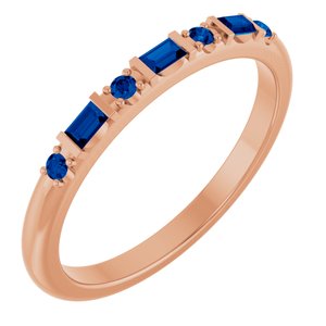 14K Rose Gold 1/10 CTW Natural Diamond & Lab-Grown Blue Sapphire Family Stackable Ring