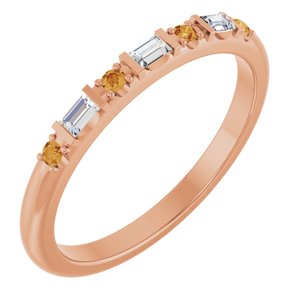 14K Rose Gold 1/10 CTW Lab-Grown Diamond & Lab-Grown Citrine Family Stackable Ring