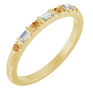 14K Yellow Gold 1/10 CTW Lab-Grown Diamond & Lab-Grown Citrine Family Stackable Ring