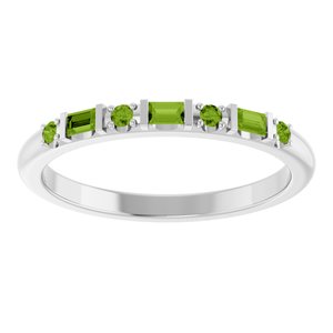 14K White Gold 1/10 CTW Natural Diamond & Natural Peridot Family Stackable Ring – image 3