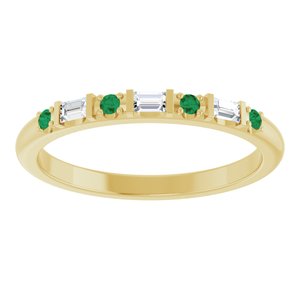 14K Yellow Gold 1/10 CTW Natural Diamond & Natural Emerald Family Stackable Ring – image 3
