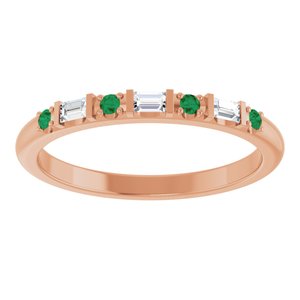14K Rose Gold 1/10 CTW Natural Diamond & Lab-Grown Emerald Family Stackable Ring – image 3