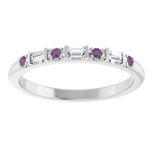 10K White Gold 1/10 CTW Lab-Grown Diamond & Lab-Grown Alexandrite Family Stackable Ring – image 3
