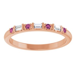 14K Rose Gold 1/10 CTW Natural Diamond & Natural Pink Tourmaline Family Stackable Ring – image 3