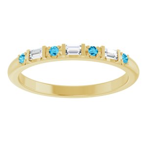 14K Yellow Gold 1/10 CTW Lab-Grown Diamond & Natural Aquamarine Family Stackable Ring – image 3