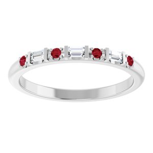 Platinum 1/10 CTW Lab-Grown Diamond & Natural Ruby Family Stackable Ring – image 3
